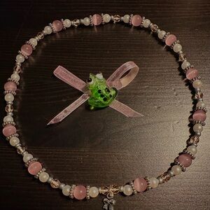 Coquette Pink pearl beaded necklace